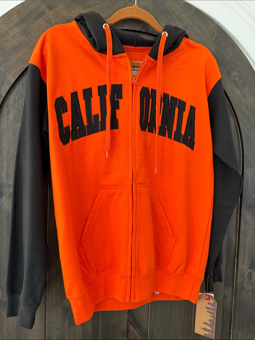 California Colorblock Zip Hoodie - Orange & Black